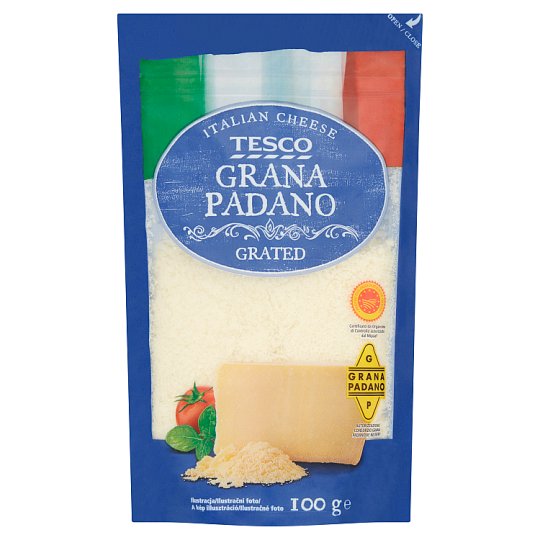 Tesco Grana Padano extra tvrdý zrejúci polotučný strúhaný syr 100 g