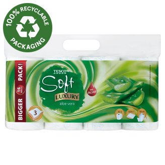 Tesco Soft Luxury Aloe Vera toaletný papier 3 vrstvy 16 kotúčov