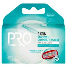 Tesco Pro Formula Satin Smooth Shaving System Replacement Heads with 5 Blade Razors 4 pcs