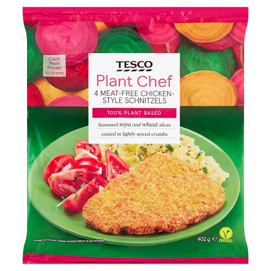 Tesco Plant Chef Seasoned Soya and Wheat Slices Coated in Lightly Spiced Crumbs 402 g