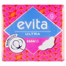 Evita Ultra Softiplait Sanitary Pads with Side Wings 9 pcs