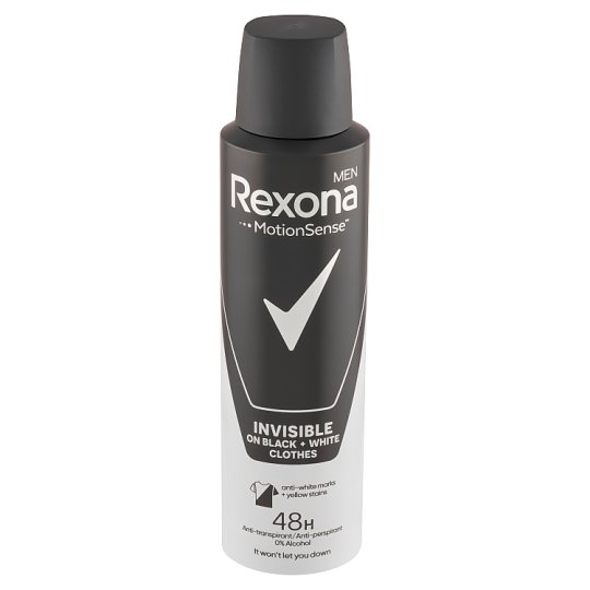Rexona Men Invisible Black+White antiperspirant sprej pre mužov 150 ml