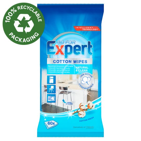 Go for Expert Cotton Fresh Universal Wet Cleaning Wipes 60 pcs Tesco