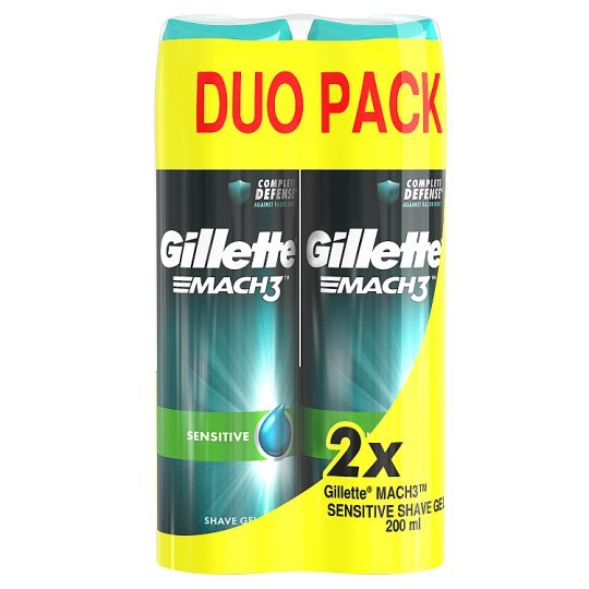 Gillette Mach3 Complete Defense Sensitive Pánsky Gél Na Holenie Na Citlivú Pokožku 200 ml x2