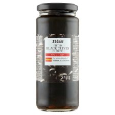 Tesco Čierne vykôstkované olivy v slanom náleve 340 g