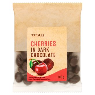 Tesco Kandizované čerešne v horkej čokoláde 100 g