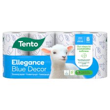 Tento Ellegance Blue Decor Toilet Paper 3 Ply 8 Rolls