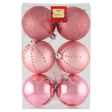 Tesco Pink Baubles 80 mm 6 pcs