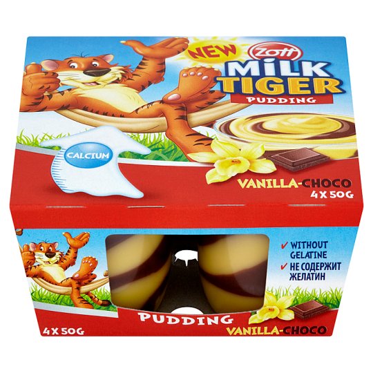 Zott Milk Tiger pudingový dezert vanilkovo-čokoládový 4 x 50 g