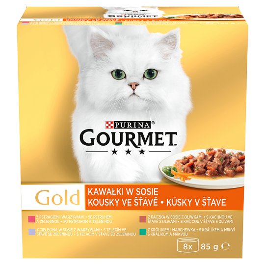 GOURMET Gold Multipack kúsky v šťave so zeleninou 8 x 85 g