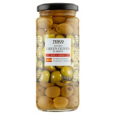 Tesco Pitted Green Olives in Brine 340 g