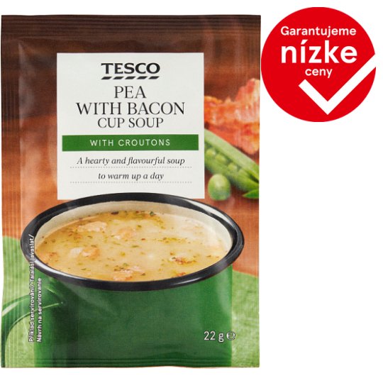 Tesco Instantná hrachová polievka so slaninou a krutónmi 22 g
