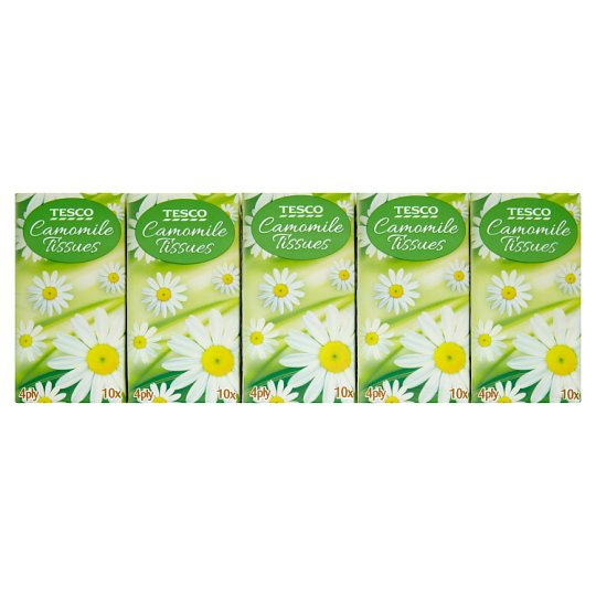 Tesco Pocket Tissues with Camomile 4-Ply 10 x 10 pcs - Tesco Groceries