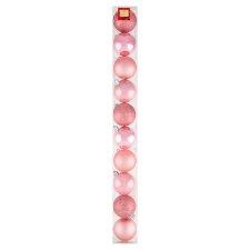 Tesco Pink Baubles 60 mm 10 ks