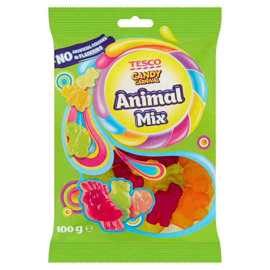 Tesco Candy Carnival Animal Mix želé cukríky s ovocnými príchuťami 100 g