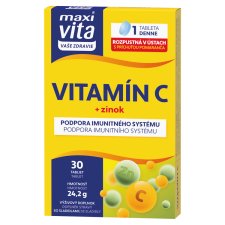 MaxiVita Vaše Zdraví Vitamín C + zinok 30 tabliet 22,8 g