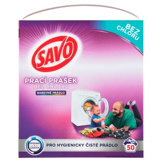 Savo Bez chlóru Prášok na pranie na farebné oblečenie 50 praní 3,5 kg