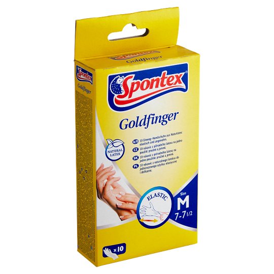 Spontex Goldfinger Disposable Gloves from Natural Latex M 7-7 1/2 10 pcs
