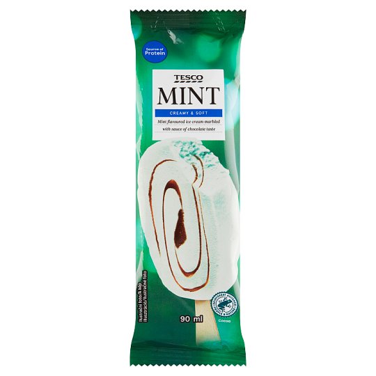 Tesco Mint Flavoured Ice Cream Marbled with Sauce of Chocolate Taste 90