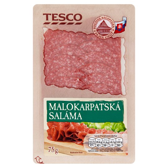 Tesco Malokarpatská saláma nárez 75 g