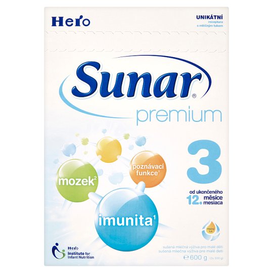 Sunar Premium 3 sušená mliečna výživa pre malé deti 2 x 300 g