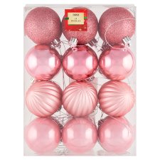 Tesco Pink Baubles 24 pcs