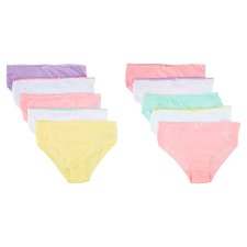 F&F Girls 10 Pack Pastel Briefs 12-13 Years, Multicolor