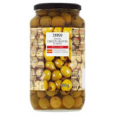 Tesco Pitted Green Olives in Brine 880 g
