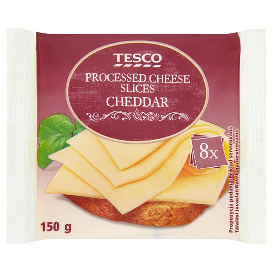Tesco Tavený plátkový syr Cheddar 8 x 18,75 g