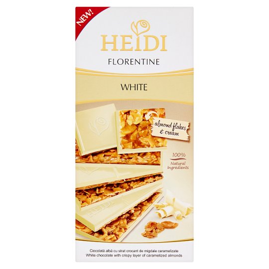 Heidi Florentine Biela čokoláda s vrstvou chrumkavého karamelu s mandľami 100 g