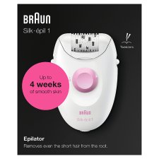 Braun Silk-épil 1, Corded Epilator For Hair Removal, Weeks Of Smooth Skin, 1-176, White/Pink