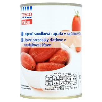 Tesco Value Lúpané paradajky datľové v paradajkovej šťave 400 g
