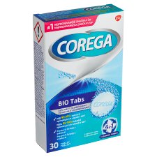Corega Bio Tabs čistiace tablety 4v1 na zubné náhrady 30 tabliet