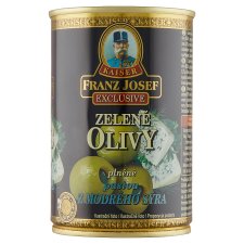 Franz Josef Kaiser Exclusive Zelené olivy plnené pastou z modrého syra v slanom náleve 300 g