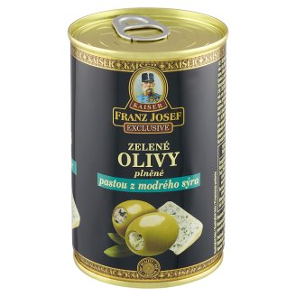 Kaiser Franz Josef Exclusive Zelené olivy plnené pastou z modrého syra v slanom náleve 300 g