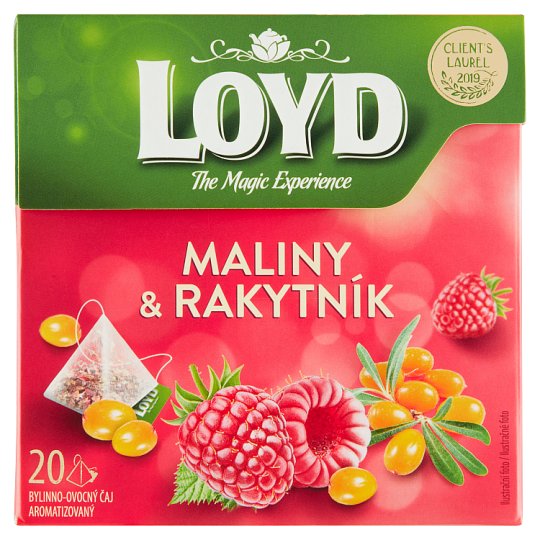 Loyd Bylinno-ovocný čaj aromatizovaný s príchuťou maliny s rakytníkom 20 x 2 g (40 g)