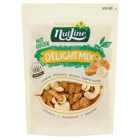 Nutline Delight Mix zmes kešu orechov, hrozienok, pražených lieskovcov a arašidov 150 g