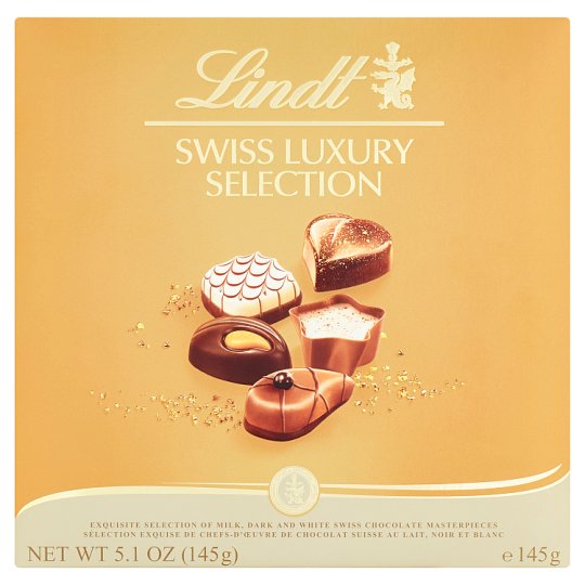 Lindt Swiss Luxury Selection kolekcia plnených čokoládových bonbónov 14 ks 145 g