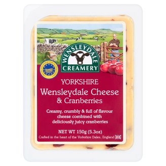 Wensleydale Creamery Yorkshire Wensleydale & Cranberries - tvrdý polotučný syr s brusnicami 150 g