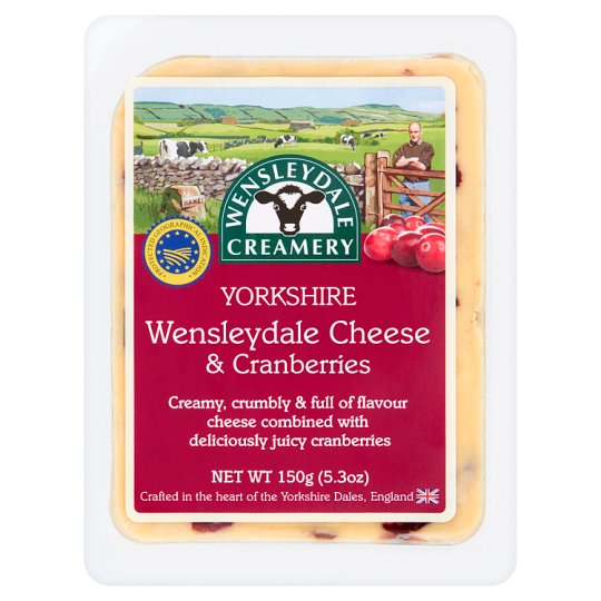 Wensleydale Creamery Yorkshire Wensleydale & Cranberries - tvrdý polotučný syr s brusnicami 150 g
