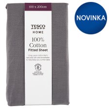 Tesco Home Grey Fitted Cotton Sheet 100 x 200 cm