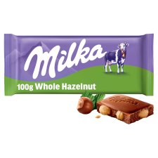 Milka Mliečna čokoláda z alpského mlieko s celými lieskovými orechami 100 g