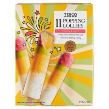 Tesco Popping Lollies Orange, Lemon and Lime Flavoured Water Ice Cream 11 x 47 ml (517 ml)