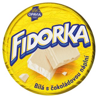Opavia Fidorka Plnená oblátka s čokoládovou náplňou celomáčaná v bielej čokoláde 30 g