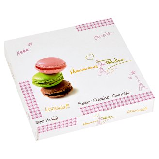 Macarons de Pauline Makarónky s mandľami, jahodovým koncentrátom, pistáciami a čokoládou 108 g