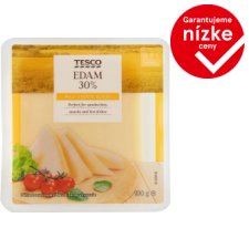 Tesco Polotvrdý zrejúci polotučný syr plátky 30% 100 g