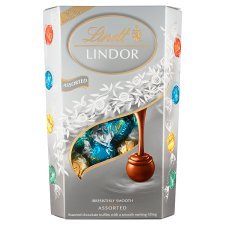 Lindt Lindor Zmes mliečnej a bielej čokolády s jemnou krémovou náplňou 337 g