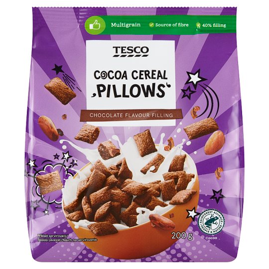 Tesco Cocoa Cereal Pillows Chocolate Flavour Filling 200 g Tesco