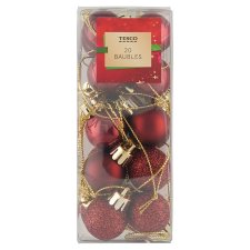 Tesco Red Mini Baubles 20 pcs