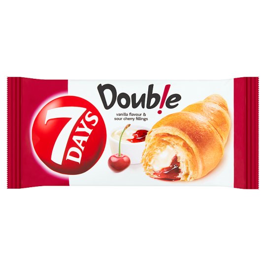 7 Days Double Croissant s náplňou s vanilkovou príchuťou a s višňovou náplňou 60 g